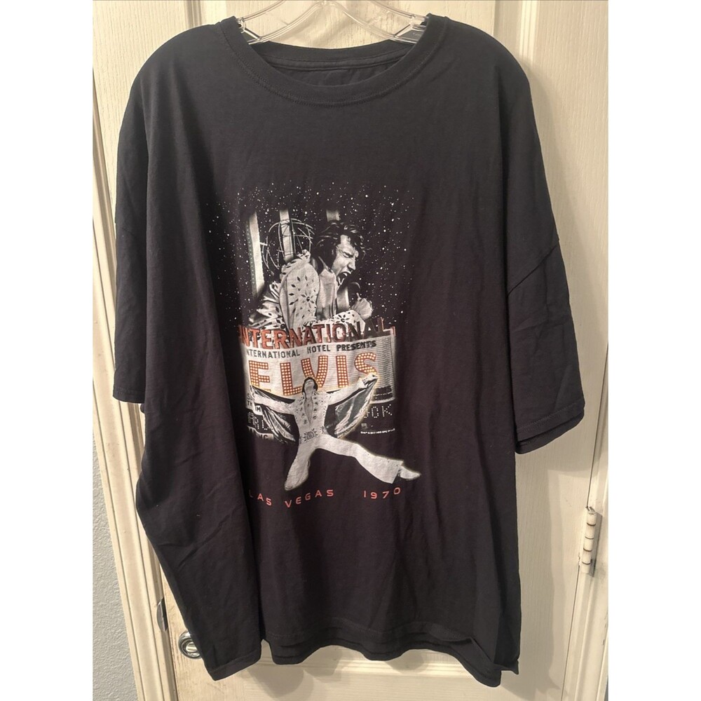 Elvis Presley Premium Canvas T-Shirt‎ Las Vegas 1970 Black Tee Size XL